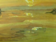 SIR KYFFIN WILLIAMS RA coloured limited edition (64/250) print - coastal sunset, signed with