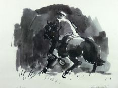 SIR KYFFIN WILLIAMS RA coloured limited edition (20/500) print - Patagonian farmer on a horse,