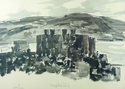SIR KYFFIN WILLIAMS RA coloured limited edition (246/500) print - Conwy Castle and the Town,
