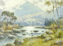 WARREN WILLIAMS ARCA watercolour - Snowdon from the River Glaslyn, signed and with original frame