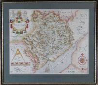 SAXTON & HOLE antique coloured map of 'Monumethensis', 11 x 13.5 ins (28 x 34.5 cms)