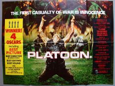 Ten plus War themed folded Quads including Platoon Original First Release British Quad film
