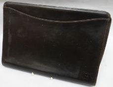 A late twentieth century black leather Dunhill zipped business portfolio-case