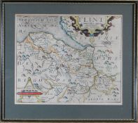SAXTON & KIP antique coloured map of 'Flint', 10.5 x 12.75 ins (27 x 32 cms)