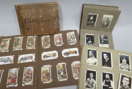 A quantity of collecting cards including two booklets of 77 black and white sportsmen cards