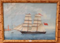 NEAPOLITAN SCHOOL - ship portrait entitled 'Brig Susannah Knap 14 March 1867 Evan Davies Master',