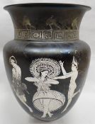 A Murano glass vase with flared neck in the Romanesque-style, decorated with figures and Grecian-key