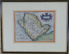 MERCATOR antique-coloured map of 'Anglesey', 6.5 ins x 8.25 ins (16 x 21 cms)