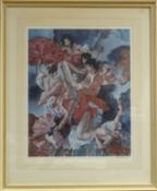 SIR WILLLIAM RUSSELL FLINT Frost & Reed Guild-stamped signed print of six scantily-clad females with