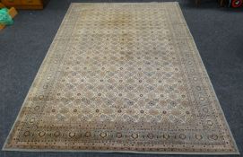 A pure new wool Persian patterned willow coloured carpet with Mirvan label, 139 x 98 ins (250 x