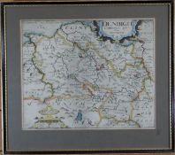 SAXTON & KIP - antique-coloured map of 'Denbigh', 10.5 x 12.75 ins (27 x 32 cms)