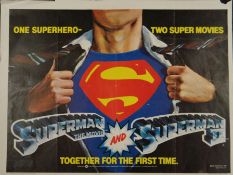 Seven sci-fi and adventure UK quads including 'Superman', 'Superman II', 'War Games', 'Battle Beyond