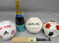 A parcel of sporting collectables including a Glamorgan CC signed miniature cricket-bat, circa