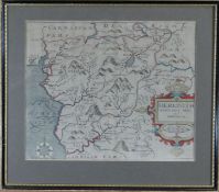 SAXTON & KIP antique-coloured map of 'Merionith', 10.5 x 12.75 ins (27 x 32 cms)