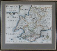 OWEN & KIP antique coloured map of 'Penbrok', 11.25 x 13.5 ins (28 x 34.5 cms)