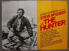 One Hundred plus folded Quad film posters including Steve McQueen in The Hunter, Jaws The Revenge,