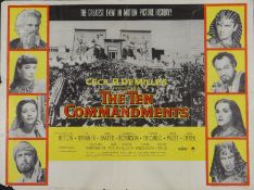 Three UK Quad cinema posters starring Charlton Heston, Cecil B. De Mille`s 'Ten Commandments', '