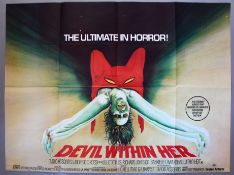 Seventeen Horror folded Quads including Devil Within Her (1974) X cert. Original British Quad film