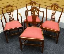 A set of three Chippendale-style farmhouse chairs with drop-in seats together with a similar