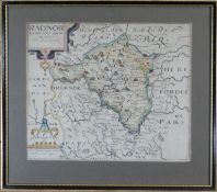 Saxton & Kip antique-coloured map of 'Radnor', 10.5 x 12.5 ins (27 x 32 cms)