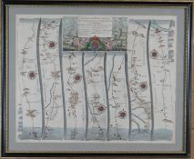 JOHN OGLIBY antique road map entitled 'The Road From Welshpool com Montgomery to Carnarvan in