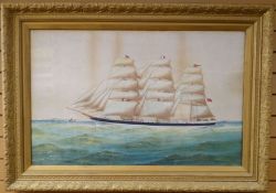 E WILKINSON mixed media - portrait of the sailing ship 'Philomene', signed, 24 x 38 ins (61 x 96