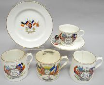Five items of WWI commemorative china