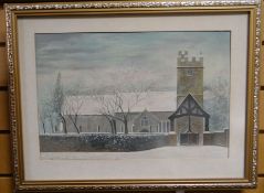 OBEDIAH HODGES watercolour - entitled 'Caerwent Church near Chepstow - an original painting of