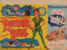 Four UK quads for Disney cartoons including 'Peter Pan', 'The Fox and the Hounds', together with a