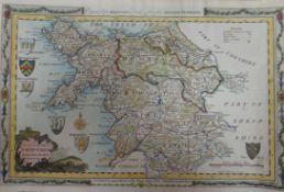 'A New & Correct Map of North Wales' fully-coloured and from 'Walpoole's New & Complete British