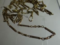 An 18ct yellow gold watch-chain with alternate elongated and oval links, 63gms