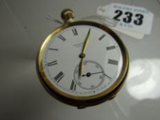 An Elgin cased 18k yellow gold gent's pocket-watch, bearing Roman numerals to the white enamel