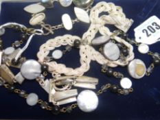 A modern geometric-link silver necklace, London 2004, 2.2ozs; together with a two-strand silver