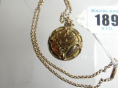 A fine 9ct yellow gold necklace, 3gms with yellow metal locket