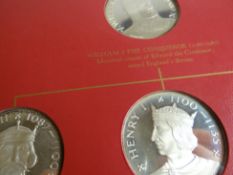 A John Pinches folder-set of 43 silver medallions to commemorate 'The Kings & Queens of England'