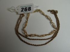 A 9k yellow gold cage-link bracelet and a 9ct yellow gold rope-twist necklet, 6.42gms