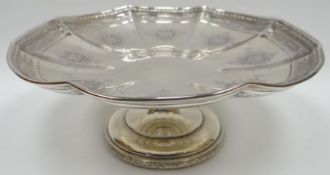 A Louis XIV bright-cut sterling silver tazza of fluted form, 7.5ozs