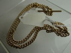 A 9ct yellow gold cable-link watch-chain, 26.5gms