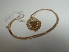 A 9ct yellow gold shield-pendant and necklace, 11.11gms