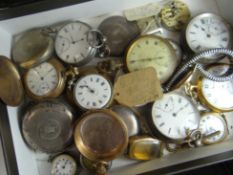 Approximately twenty-five pocket or wristwatches, mainly damaged items, some silver content