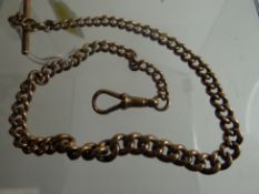 A 9ct yellow gold Albert chain and t-bar, 33gms