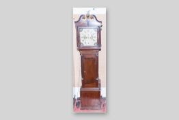 An oak cased Watkin Owen of Llanrwst longcase clock, the hood with twin swan neck pediment and