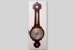 A Regency rosewood and mother of pearl banjo barometer by D Fugioli & Son, 43.5 x 14 ins (110.5 x
