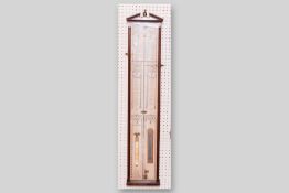 A mahogany encased Admiral Fitzroy barometer with printed paper scale, the central mercurial tube