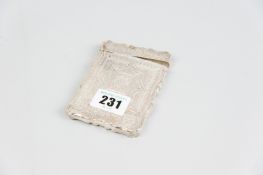 A card case - a profusely decorated silver card case with hinged lid, 2 ozs, Birmingham 1862