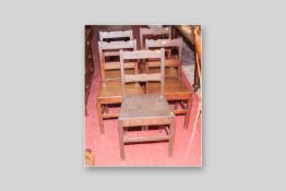 A set of five period oak diamond talwrn dining chairs