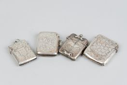 Vesta cases - a parcel of four bright cut silver vesta cases, 2.7 ozs total from 1897 on