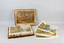 A late Victorian boxed set of children's pictorial blocks, various scenes with accompanying
