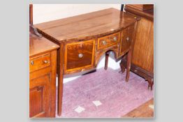 A Georgian mahogany bow front sideboard with box wood stringing and satin wood crossbanded