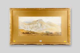 C (CHARLES?) WOODMAN watercolour - landscape with sheep, signed and entitled on original